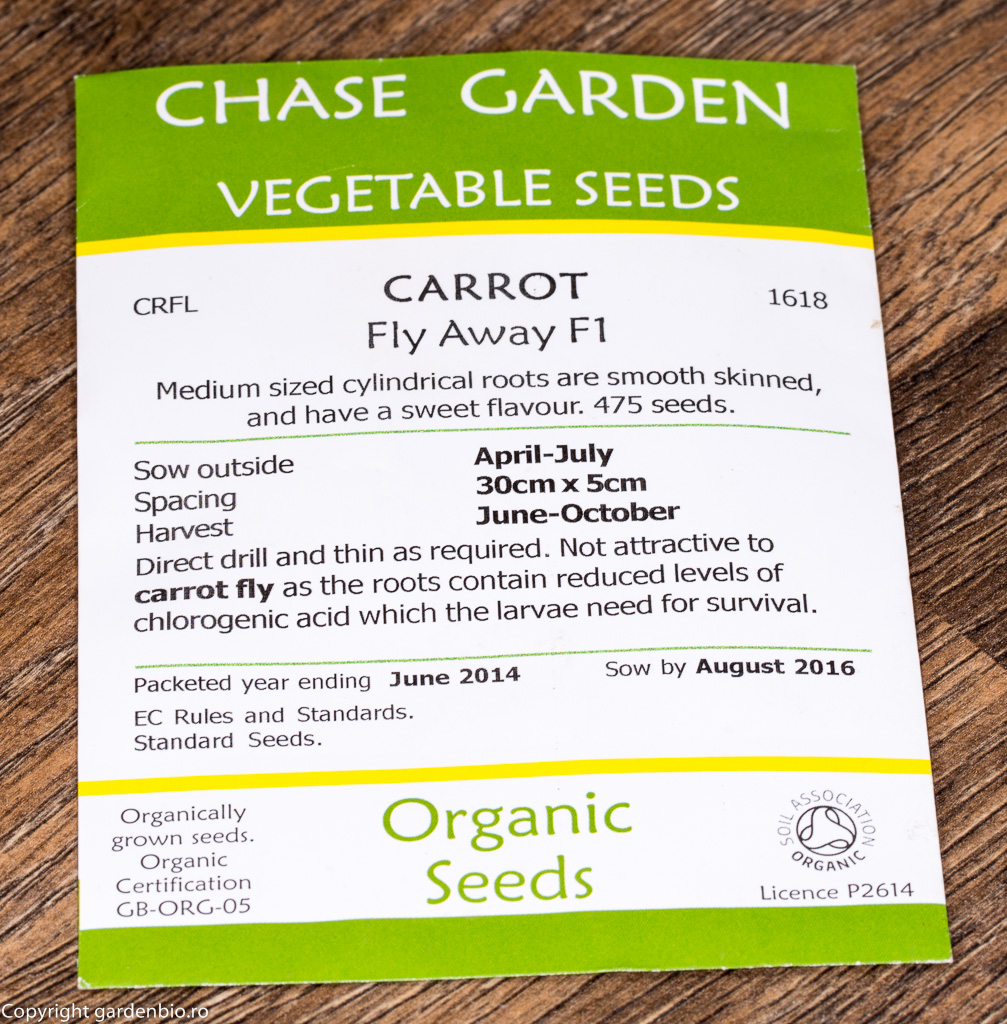 Plic cu seminte organice de morcovi hibrid F1, soiul Fly Away